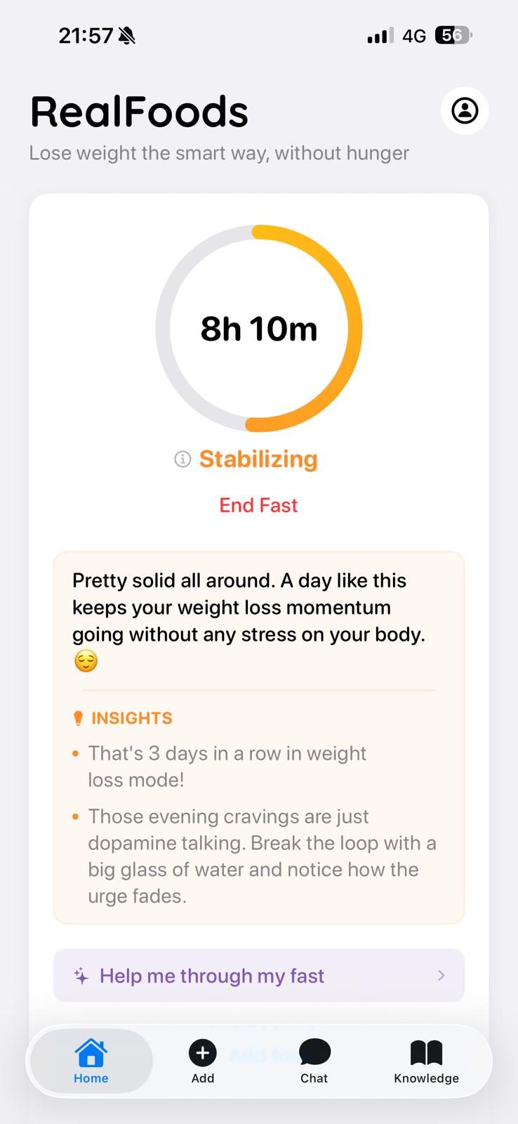 RealFoods Fasting Tracker UI